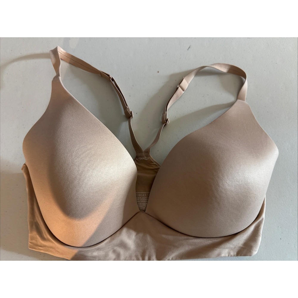 Victoria‎ Secret Lightly Lined Plunge Bra 34DD Pullover Wirefree Nude Beige